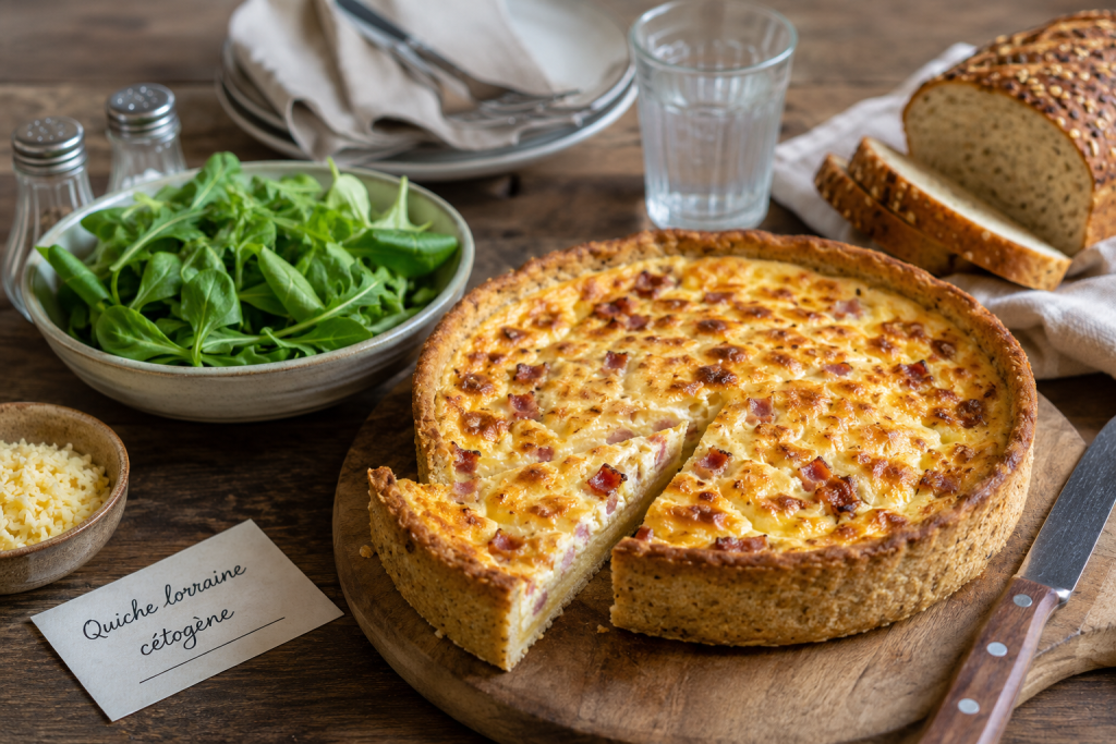 Quiche lorraine version cétogène avec une pâte à base de poudre d'amande